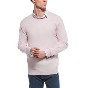 Forte Mens  Cashmere Classic Crew Cashmere Sweater, Pink